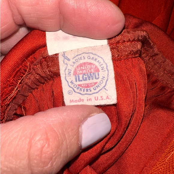 VTG 70s Donald Brooks Orange Crepe Grecian Jumpsuit Dramatic Wide Leg USA - Picture 11 of 13